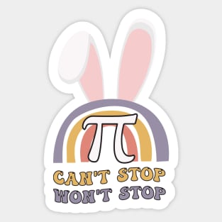 Funny Mathematics Can't Stop Pi Won't Stop Bunny Easter Sticker